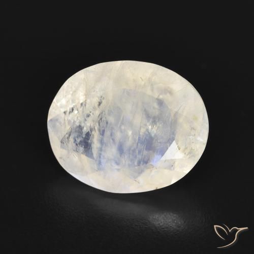 Pedra da Lua Arco-Íris Branco azulado Natural 2.77ct, oval, Transparente
