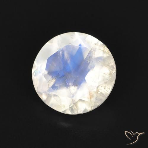 Pedra da Lua Arco-Íris Branco azulado Natural 1.05ct, Redondo, Transparente