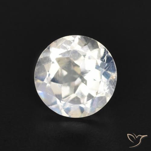 Pedra da Lua Arco-Íris Branco azulado Natural 0.84ct, Redondo, Transparente
