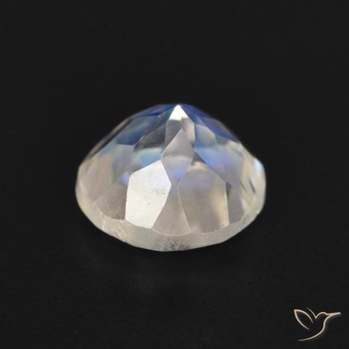 Pedra da Lua Arco-Íris Branco azulado Natural 0.84ct, Redondo, Transparente