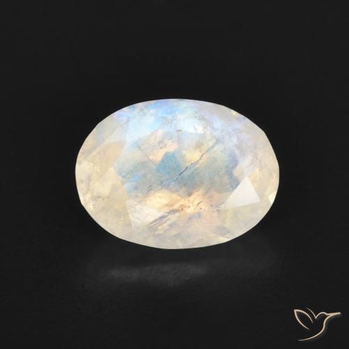 1.18ct Natural Branco azulado Pedra da Lua Arco-Íris, oval, Transparente