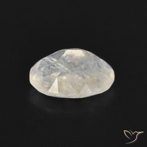 Pedra da Lua Arco-Íris Branco azulado Natural 1.18ct, oval, Transparente