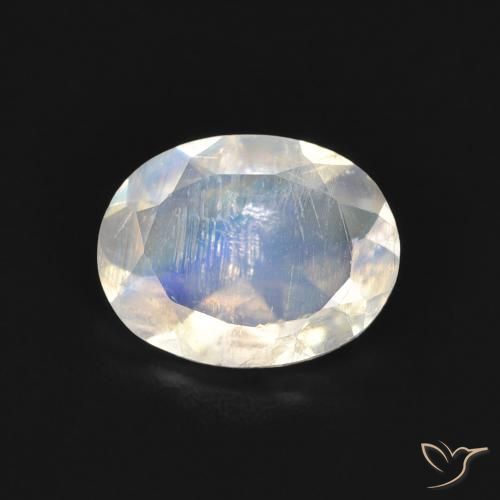 1.30ct Natural Branco azulado Pedra da Lua Arco-Íris, oval, Transparente