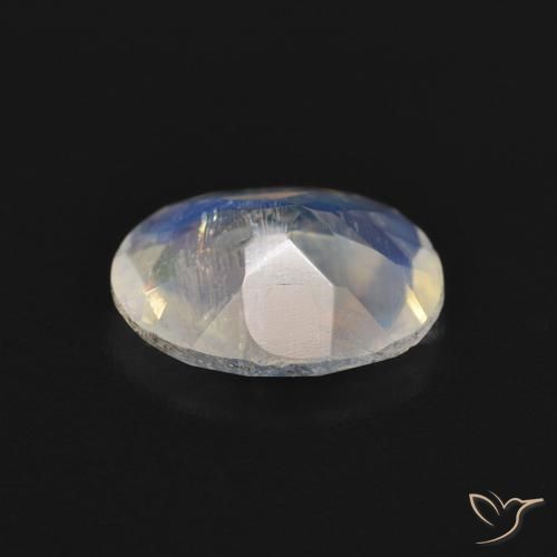 Pedra da Lua Arco-Íris Branco azulado Natural 1.30ct, oval, Transparente