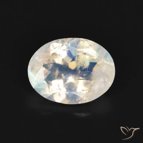 1.61ct Natural Branco azulado Pedra da Lua Arco-Íris, oval, Transparente