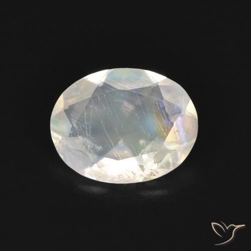 1.27ct Natural Branco azulado Pedra da Lua Arco-Íris, oval, Transparente