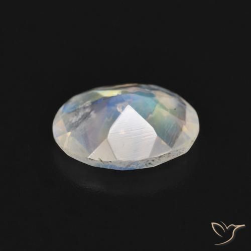 Pedra da Lua Arco-Íris Branco azulado Natural 1.27ct, oval, Transparente