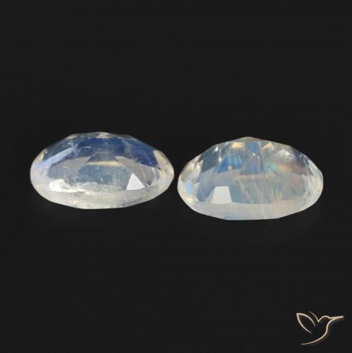 Pedras preciosas de Pedra da Lua Arco-Íris Branco azulado natural de 0.83 ct, oval, Transparente