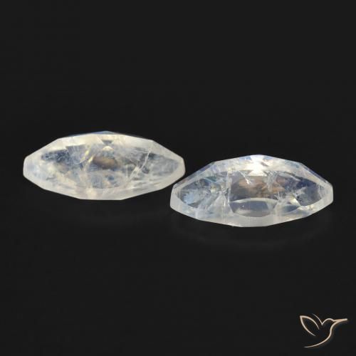 Pedras preciosas de Pedra da Lua Arco-Íris Branco azulado natural de 1.23 ct, Marquesa, Transparente