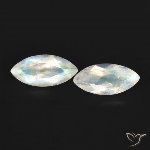 1.14ctw Natural Branco azulado Pedra da Lua Arco-Íris, Marquesa, Transparente