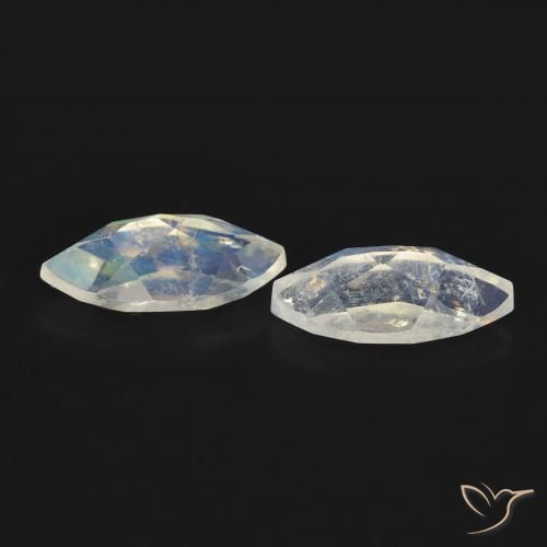 Pedras preciosas de Pedra da Lua Arco-Íris Branco azulado natural de 1.14 ct, Marquesa, Transparente
