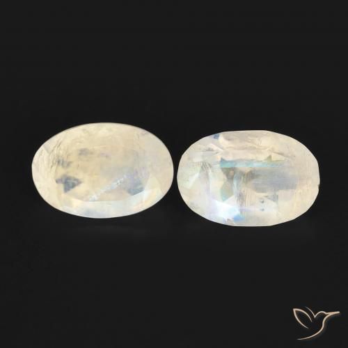 1.03ctw Natural Branco azulado Pedra da Lua Arco-Íris, oval, Transparente
