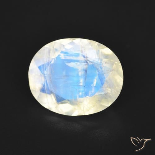 Pedra da Lua Arco-Íris Branco azulado Natural 2.77ct, oval, Transparente
