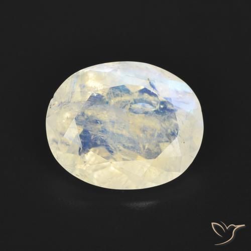2.68ct Natural Branco azulado Pedra da Lua Arco-Íris, oval, Transparente
