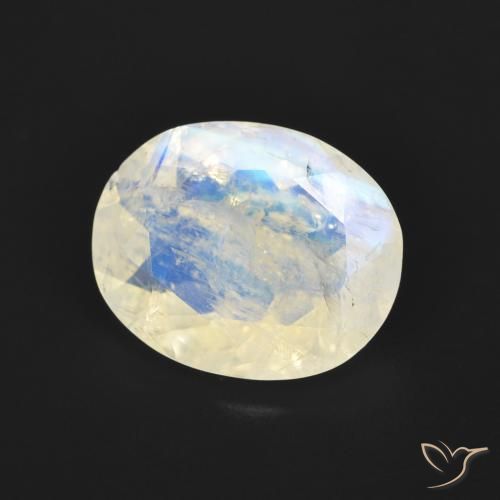 Pedra da Lua Arco-Íris Branco azulado Natural 2.68ct, oval, Transparente