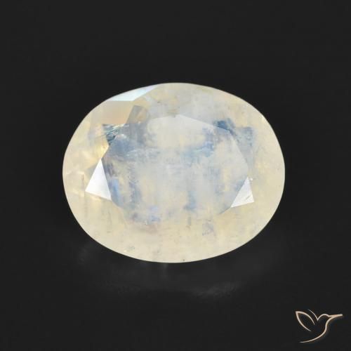 2.69ct Natural Branco azulado Pedra da Lua Arco-Íris, oval, Transparente
