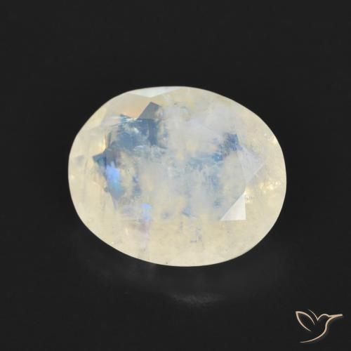 Pedra da Lua Arco-Íris Branco azulado Natural 2.69ct, oval, Transparente