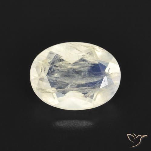 1.15ct Natural Branco azulado Pedra da Lua Arco-Íris, oval, Transparente