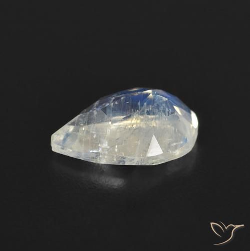 Pedra da Lua Arco-Íris Branco azulado Natural 0.84ct, Formato de pêra, Transparente
