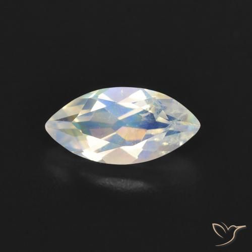 0.52ct Natural Branco azulado Pedra da Lua Arco-Íris, Marquesa, Transparente