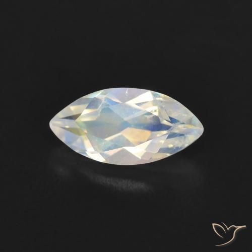 Pedra da Lua Arco-Íris Branco azulado Natural 0.52ct, Marquesa, Transparente