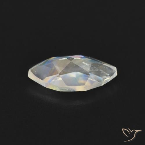 Pedra da Lua Arco-Íris Branco azulado Natural 0.52ct, Marquesa, Transparente
