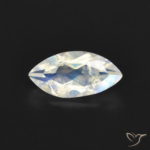 0.51ct Natural Branco azulado Pedra da Lua Arco-Íris, Marquesa, Transparente