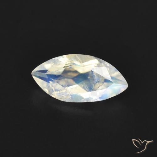 Pedra da Lua Arco-Íris Branco azulado Natural 0.51ct, Marquesa, Transparente