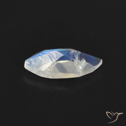 Pedra da Lua Arco-Íris Branco azulado Natural 0.51ct, Marquesa, Transparente