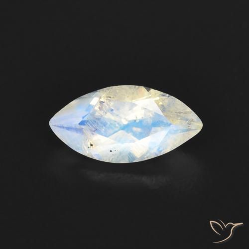 0.55ct Natural Branco azulado Pedra da Lua Arco-Íris, Marquesa, Transparente