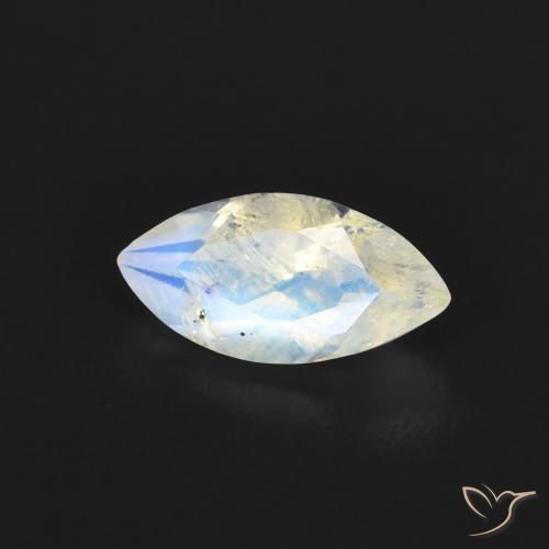Pedra da Lua Arco-Íris Branco azulado Natural 0.55ct, Marquesa, Transparente