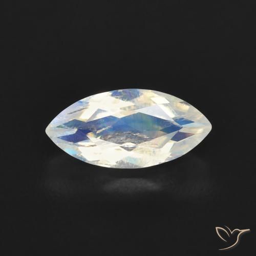 Pedra da Lua Arco-íris Branco azulado Natural 0.61ct, Marquesa, Transparente