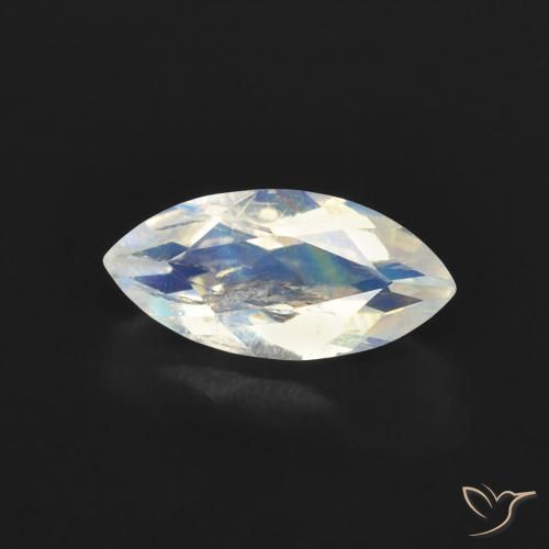 Pedra da Lua Arco-íris Branco azulado Natural 0.61ct, Marquesa, Transparente