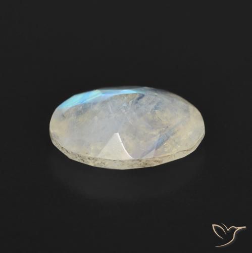 Pedra da Lua Arco-Íris Branco azulado Natural 1.36ct, oval, Transparente