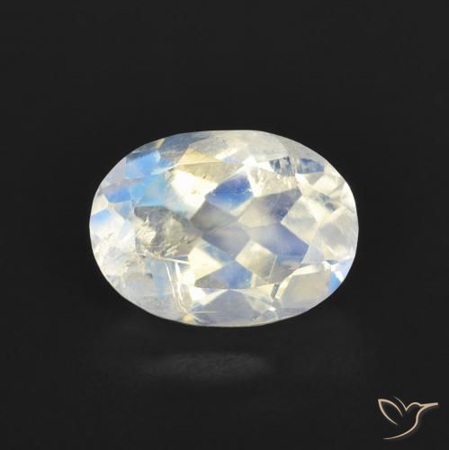 1.22ct Natural Branco azulado Pedra da Lua Arco-Íris, oval, Transparente