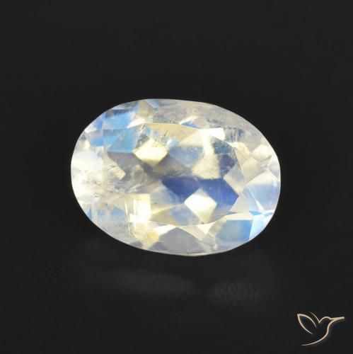 Pedra da Lua Arco-Íris Branco azulado Natural 1.22ct, oval, Transparente
