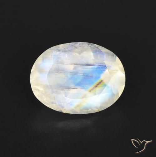 1.21ct Natural Branco azulado Pedra da Lua Arco-Íris, oval, Transparente
