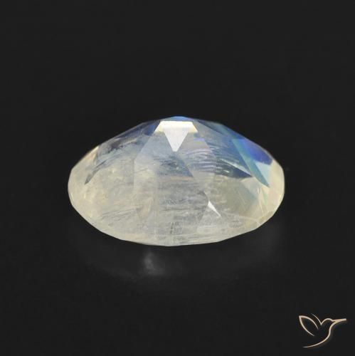 Pedra da Lua Arco-íris Branco azulado Natural 1.21ct, Corte Oval, Transparente