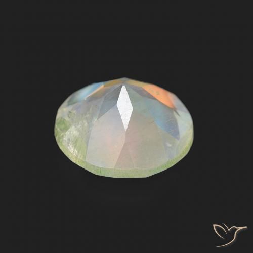 Pedra da Lua Arco-Íris Branco azulado Natural 0.68ct, Redondo, Transparente