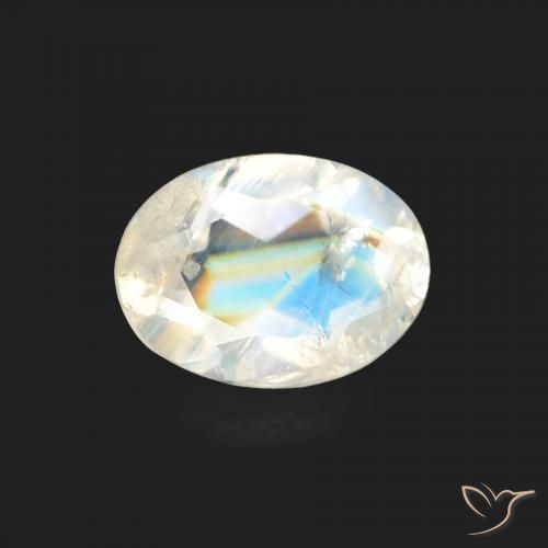 1.03ct Natural Branco azulado Pedra da Lua Arco-Íris, oval, Transparente