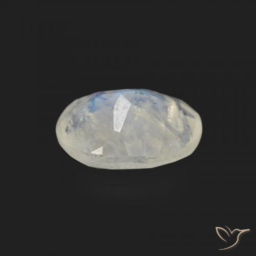 Pedra da Lua Arco-Íris Branco azulado Natural 1.07ct, oval, Transparente