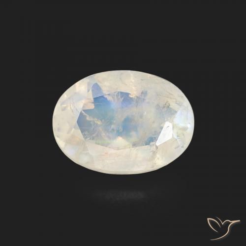 1.10ct Natural Branco azulado Pedra da Lua Arco-Íris, oval, Transparente