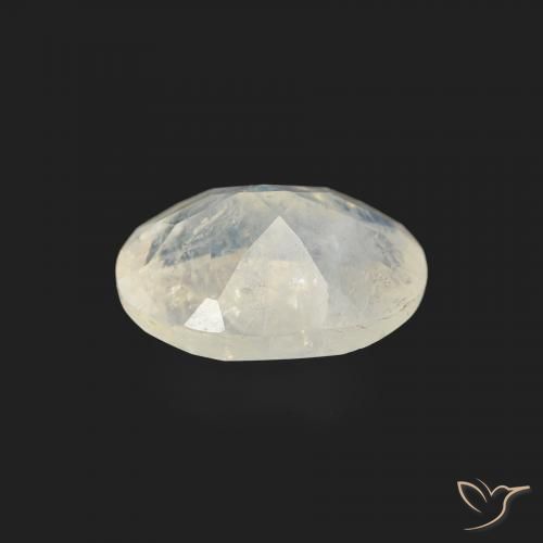 Pedra da Lua Arco-Íris Branco azulado Natural 1.10ct, oval, Transparente