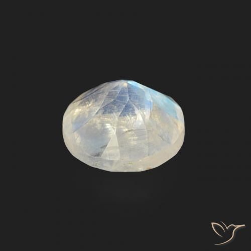 Pedra da Lua Arco-Íris Branco azulado Natural 0.47ct, Redondo, Transparente