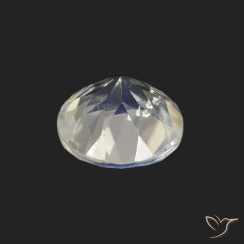 Pedra da Lua Arco-Íris Branco azulado Natural 0.66ct, Redondo, Transparente
