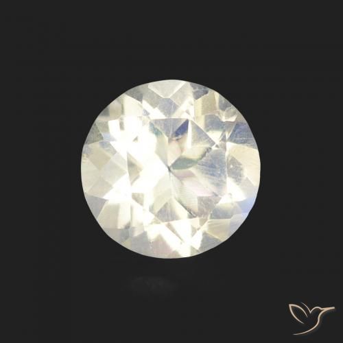 0.48ct Natural Branco azulado Pedra da Lua Arco-Íris, Redondo, Transparente