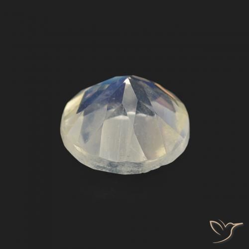 Pedra da Lua Arco-íris Branco azulado Natural 0,48ct, Corte Redondo, Transparente