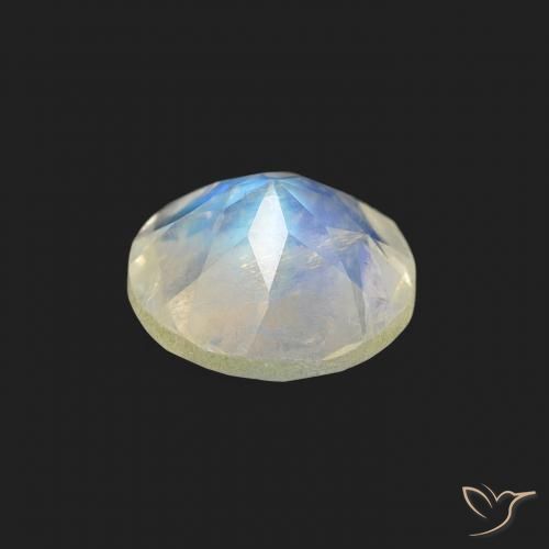 Pedra da Lua Arco-Íris Branco azulado Natural 0.66ct, Redondo, Transparente