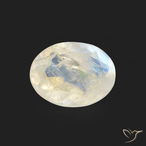 1.15ct Natural Branco azulado Pedra da Lua Arco-Íris, oval, Transparente