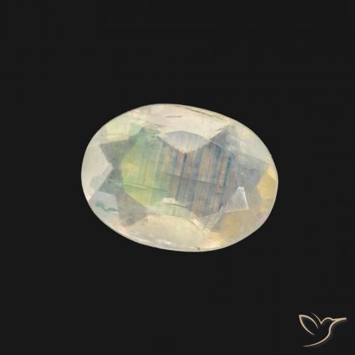 Pedra da Lua Arco-Íris Branco azulado Natural 0.97ct, oval, Transparente